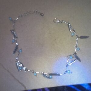 Silver and Blue Beaded Women's Bracelet